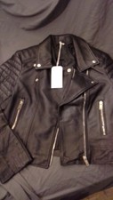 New With Tags Black Leather Bolongaro Leather Biker-style Jacket Size L