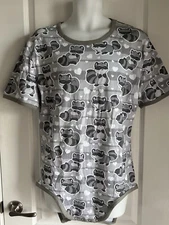 ODU Raccoon “Trash Panda” Adult Diaper Cover Bodysuit Gray White 3XL XXXL NWOT