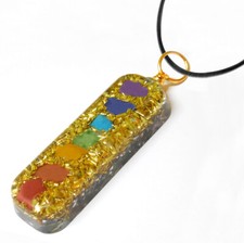Rainbow 7 Chakra Gemstone Pendant Orgone Energy Necklace Copper Orgonite Pendant