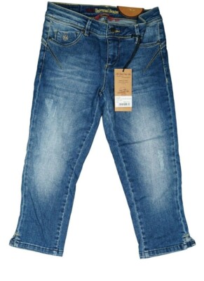 Corona Universal Denim Damen Short Bermuda stretch Slim Capri destroyed W27 blau