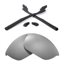 Walleva Polarized Titanium Lenses  Black Rubber Kit For Oakley Half Jacket 2.0