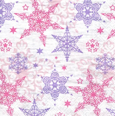 (2) Two Paper Lunch Napkins for Decoupage/Mixed Media - Delicate Stars rose