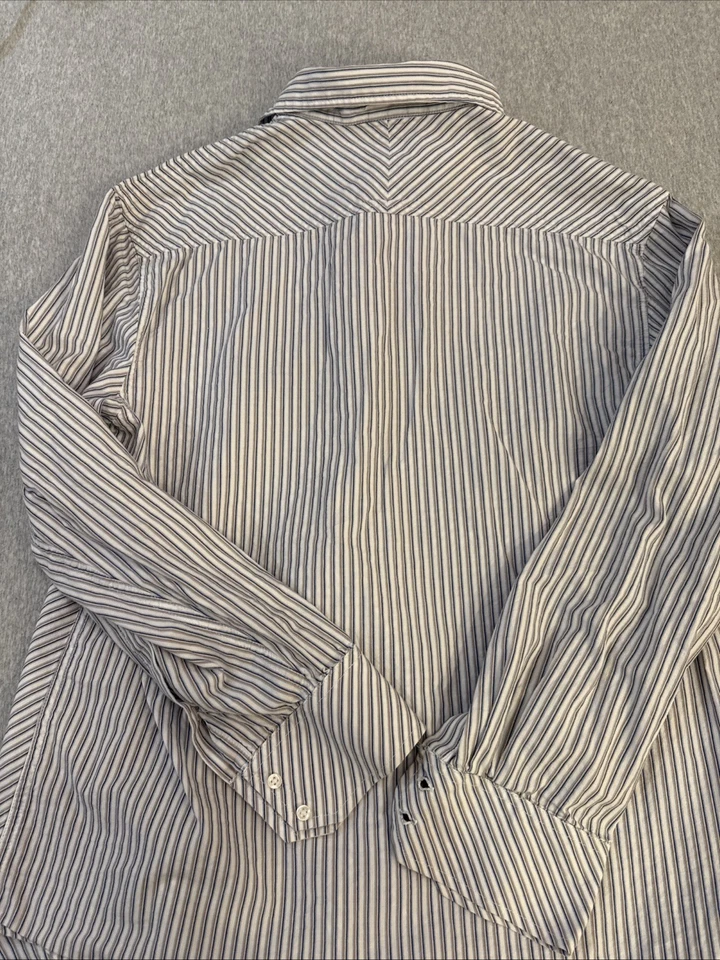 Camisa vintage a rayas cromada en Y con botones talla grande Foto 4 de 4