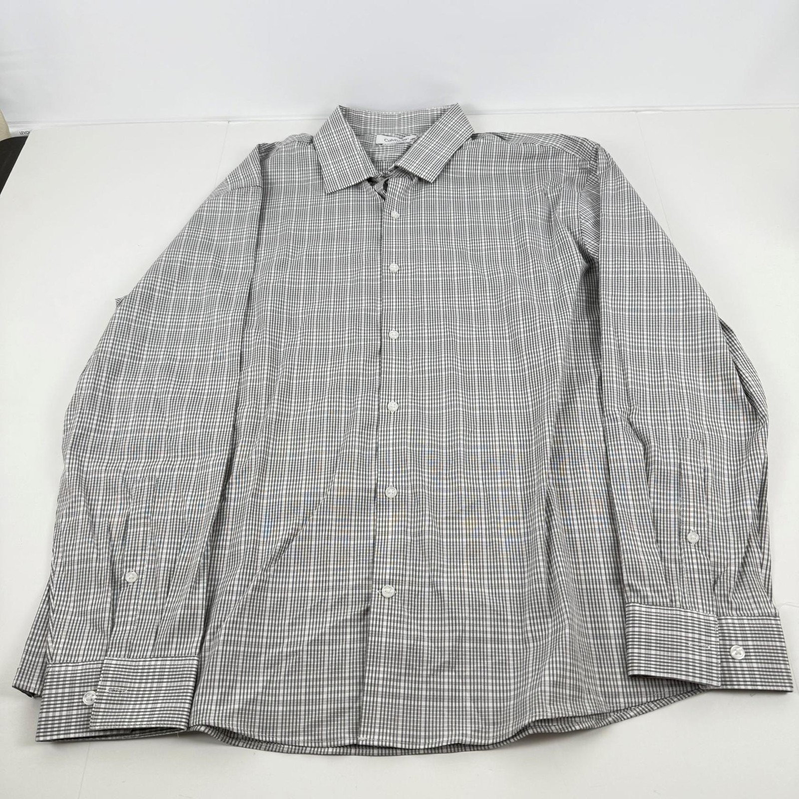 Calvin Klein Mens Extra Slim Fit Stretch Dress Shirt Black Multi-XL17-175 3435 5690₽