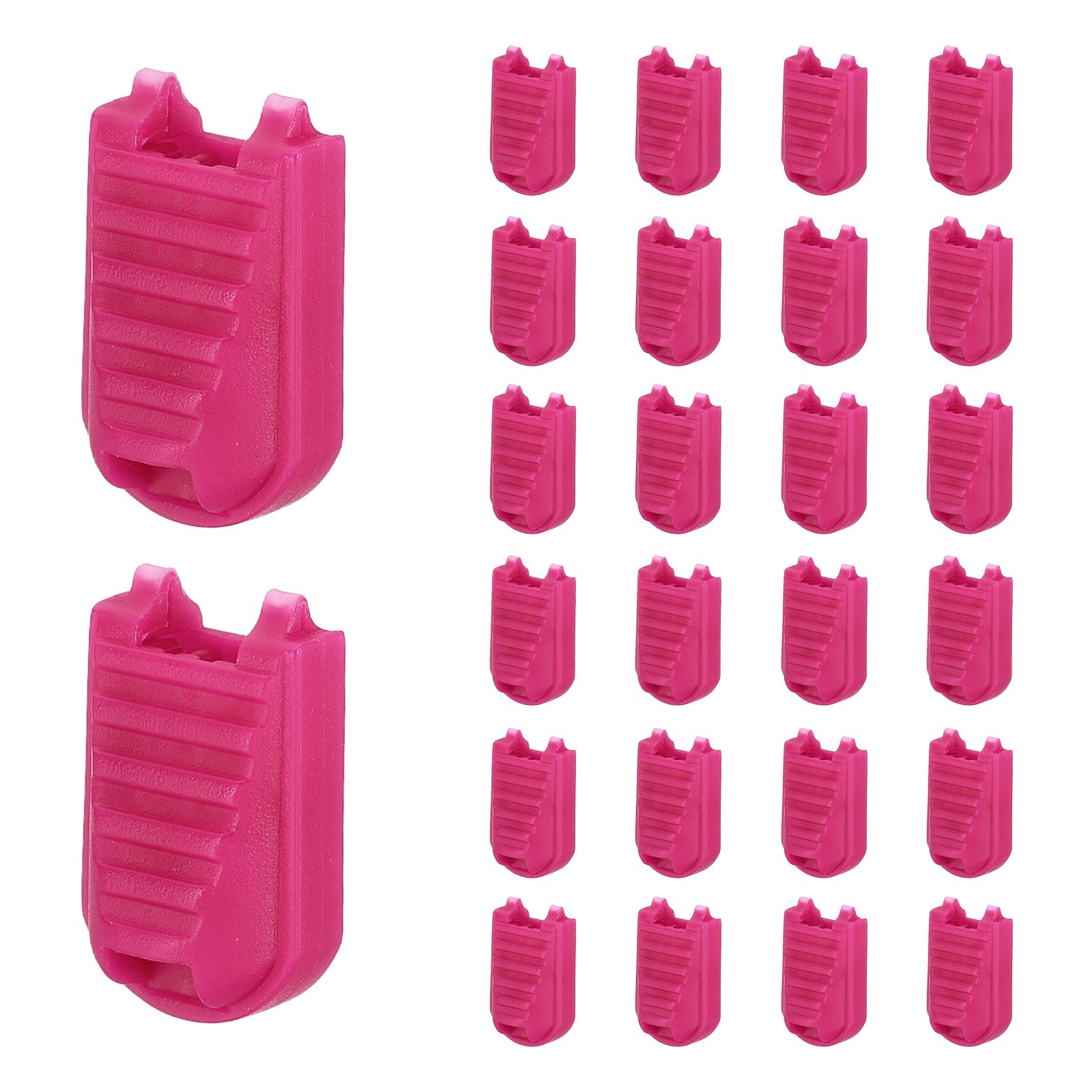 Zipper Pull Tabs Cord End Tips Shoelace End Clips - (30 Pack, Rose Red)