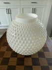 Vintage Fenton White Milk Glass Hobnail Light Fixture Lampshade Opal Ball Shade