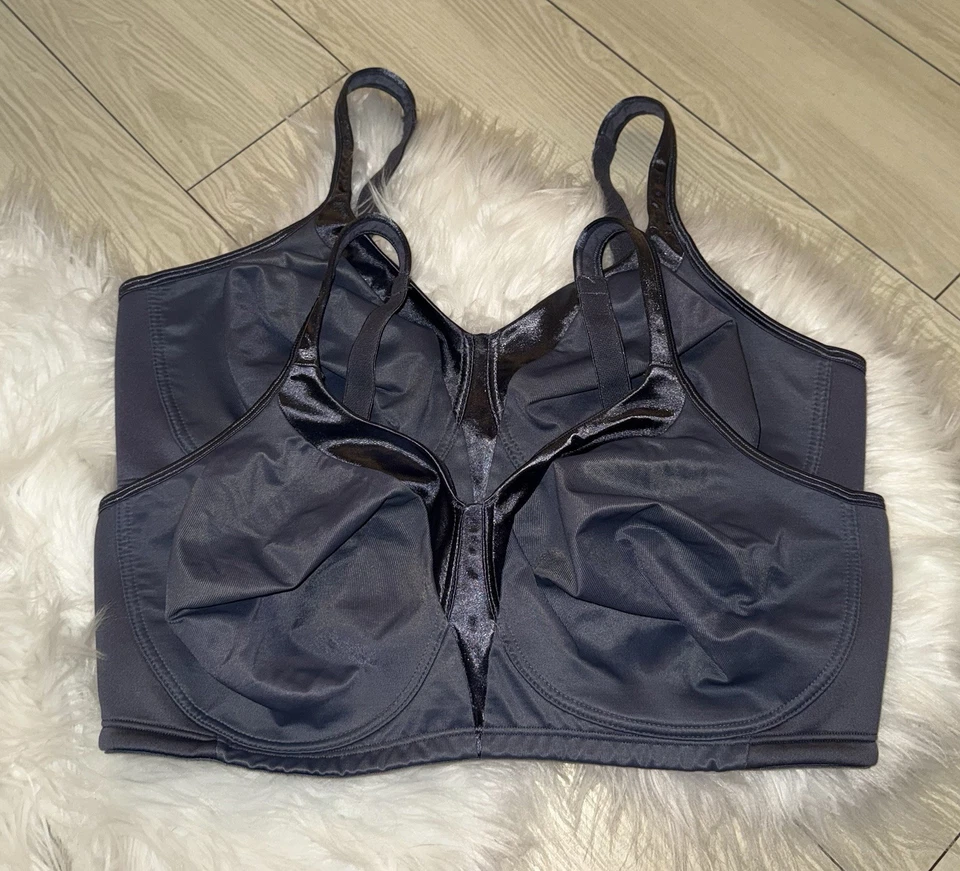 2 sujetadores Playtex 18 horas 4803 cobertura completa sin forro sin cables para mujer 44DD gris Foto 2 de 4