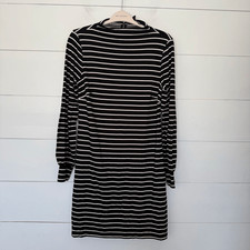 Ann Taylor Women’s Medium Black White Striped Dress New Longsleeve