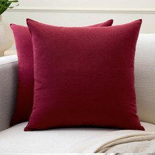 Rich Maroon 16x16 Throw Pillow Covers Set of 2 Cotton Cushion Cases