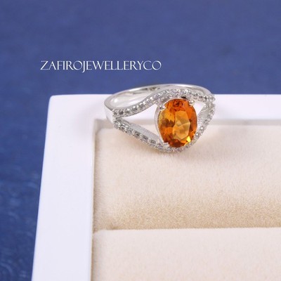 Natural Citrine Ring, 925 Sterling Silver, Promise Ring, November Birthstone