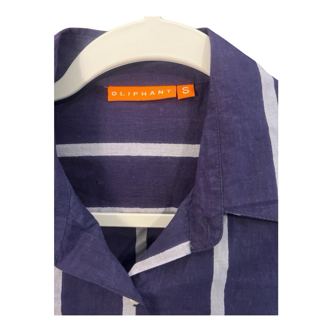 Oliphant Blue Striped Button Down Long Sleeve Top… - image 2