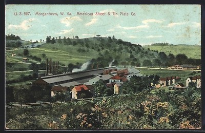 Morgantown, WV, American Sheet & Tin Plate Co., Ansichtskarte 