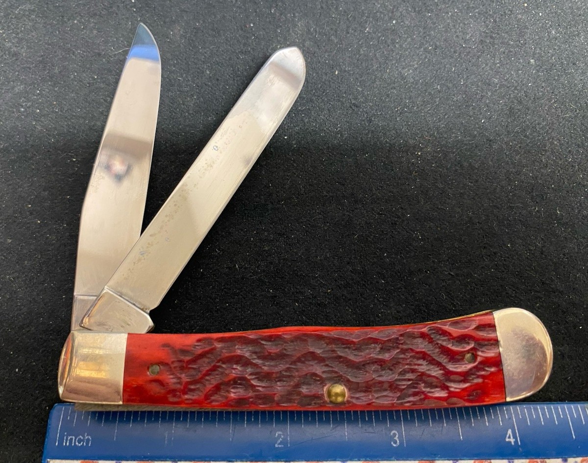 Case XX DR6254 Trapper Knife, 1994, Jigged Dark Red Bone Handles