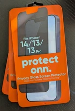 Protect Onn Privacy Glass Screen Protector for iPhone 14/ 13/ 13 Pro