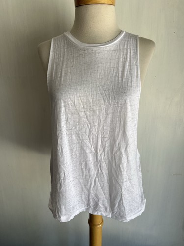 FOREVER 21 Official Women's Sleeveless White Sheer Burnout T-Shirt Size Small - Picture 2 of 6