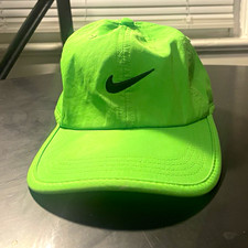Nike Green Baseball Cap Black Swoosh Logo Adj...