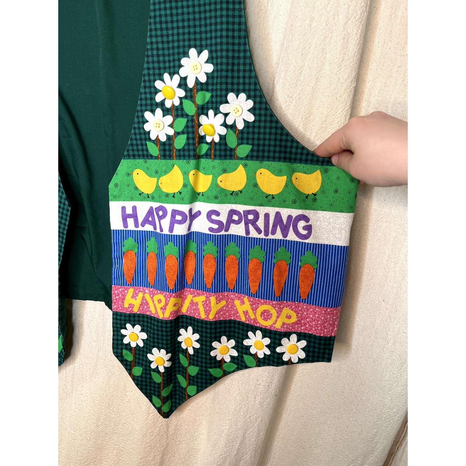 1990s Handmade Easter Egg Bunny Spring Floral Sce… - image 3