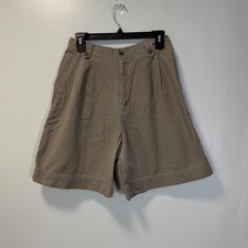 Vintage Lizsport Khaki High Rise Pleated Cotton Chino Shorts Size 8