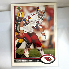 Upper Deck 1991 Timm Rosenbach Rookie #167 Phoenix Cardinals Football Card. rookie card picture