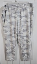 Ladies Gray White Camouflage Joggers-Adjustable Waist-PLUS SIZE 2X-18/20W