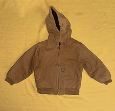 Carhartt Boy s Canvas Insulated Quilted Lined Tan Hooded Jacket Size 5