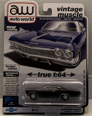 Auto World Vintage Muscle 1:64 Diecast Chevy Impala SS 396 1965 Danube Blue Car