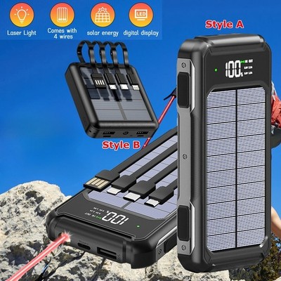 Super 50000mAh Waterproof 2 USB Portable Charger Solar Power Bank For Cell Phone