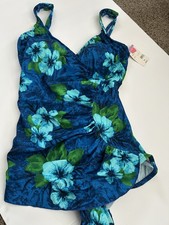 Womens New One Piece Bathing Suit Size 16, Shades of Blue Green