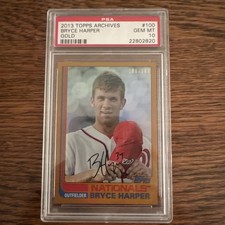 Bryce Harper GOLD PSA 10 1982 Throwback Variation 2013 Topps Archives SSP POP 4