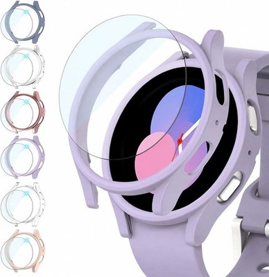 [6+6 Pack] Bumper & Face Cover for Samsung Galaxy Watch 5 44mm Tempered Glass