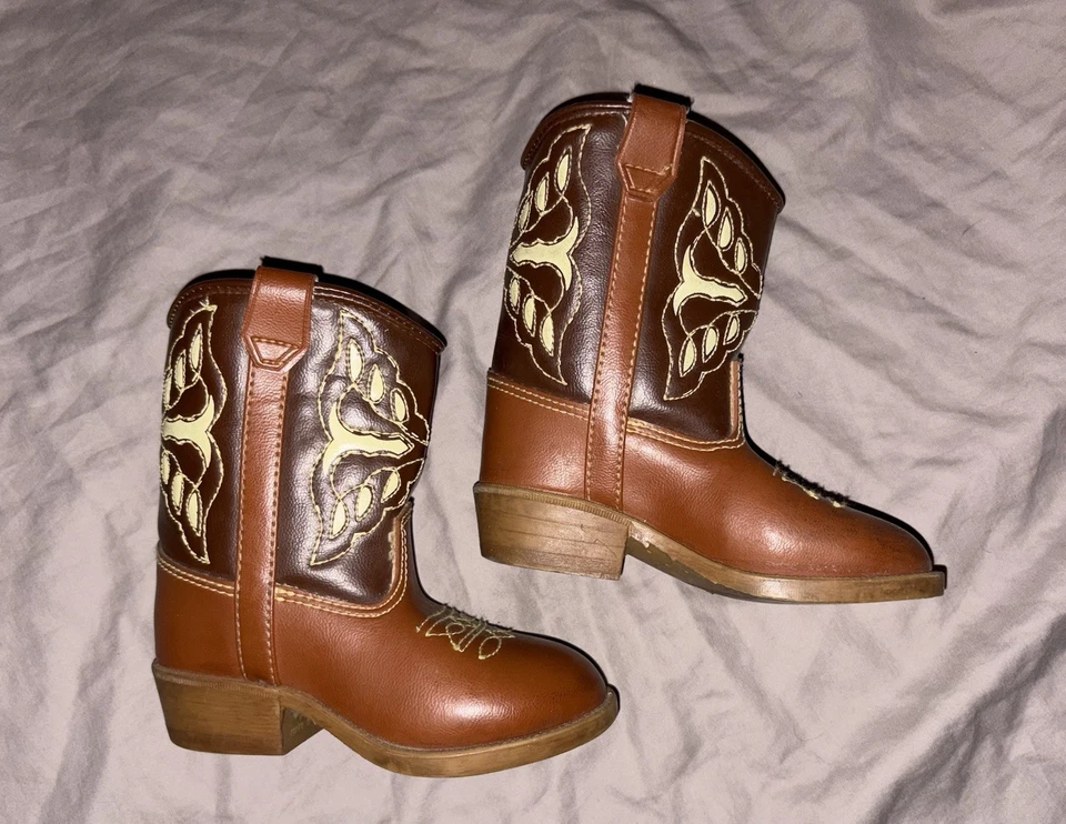 Botas vaqueras marrón dos tonos con costuras niño talla 6 Foto 2 de 4