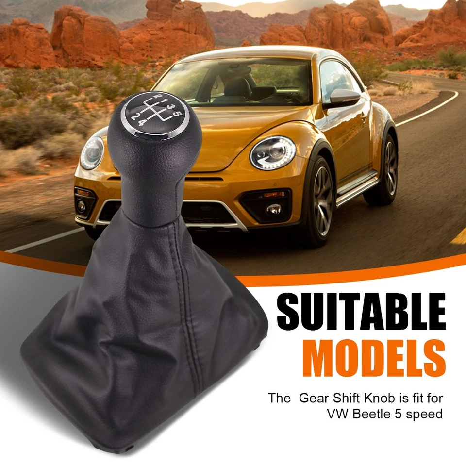 For Volkswagen VW Beetle 1998-2010 5 Speed Gear Shift Knob Black Gaiter Boot Foto 2 de 4