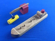 Brio BARGE, CRANE, CARGO (1985) Part of #33379 / Brio Wooden Railway Vintage