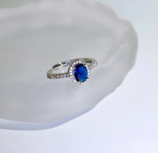 Natural Blue Sapphire Gemstone Engagement Ring Sterling Silver Sapphire Jewelry