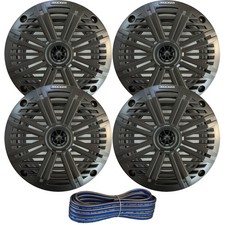 Kicker 6.5" 2-Way 195W Coaxial Marine Speakers 2 Pair w/Charcoal Grilles, Wire