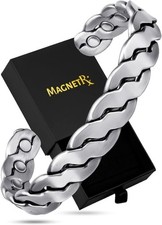 MagnetRX Copper Magnetic Pure Copper Bracelet for Unisex Twisted Brushed Silver