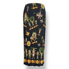 PLEATS PLEASE ISSEY MIYAKE Long skirt Vegetable doll Black Size 4 Used Japan