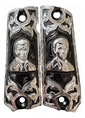 Cachas Colt 1911 38 & 45 Super LUXURY Silver Jesus Malverde Grip