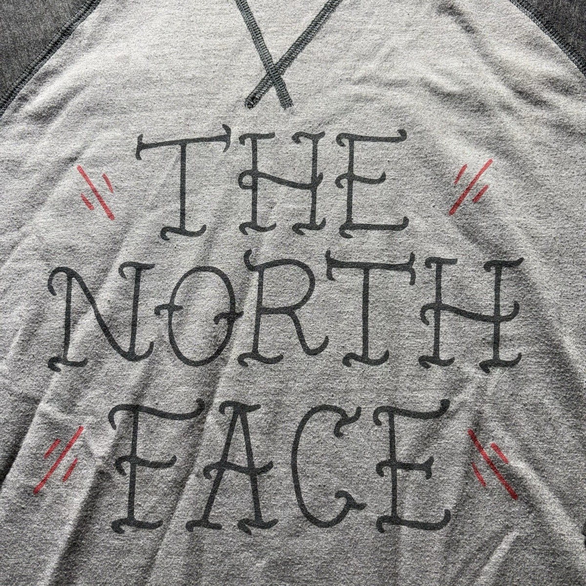The North Face Shirt Mens Medium Gray Raglan 3/4 Sleeve Baseball 