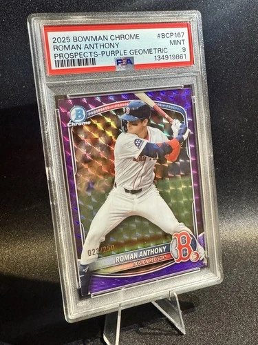 2025 Bowman Chrome Roman Anthony Purple Geometric /250 #BCP167 PSA 9 Pop 1