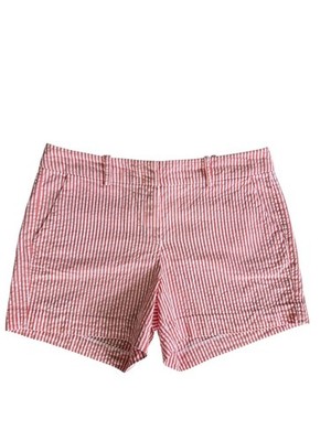 Sandro Orange White Seer Sucker 100% Cotton Flat Front Classy Shorts 10