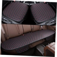 3Pcs Pu Leather Bottom Car Seat Covers and Rear Seat Covers Car Black and Red