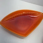 Vtg Royal Haeger MCM Ashtray Atomic Boomerang Orange Glaze USA 12”