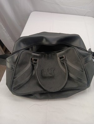 Vantage Y2k Black Caterpillar Leather Overnight Bag With Bottom And Side Pockets
