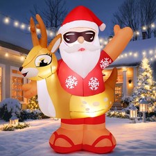 6.3FT Tall Christmas Inflatables Outdoor Decorations Blow Up Hawaii Santa Cla...