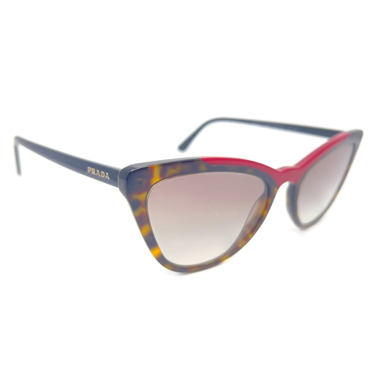 Prada SPR01V 320/0A7 Brown Tortoise Red Sunglasses Cat Eye 56-20