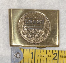 VINTAGE 1988 USA OLYMPICS SPORTS GOLD TONE BELT BUCKLE