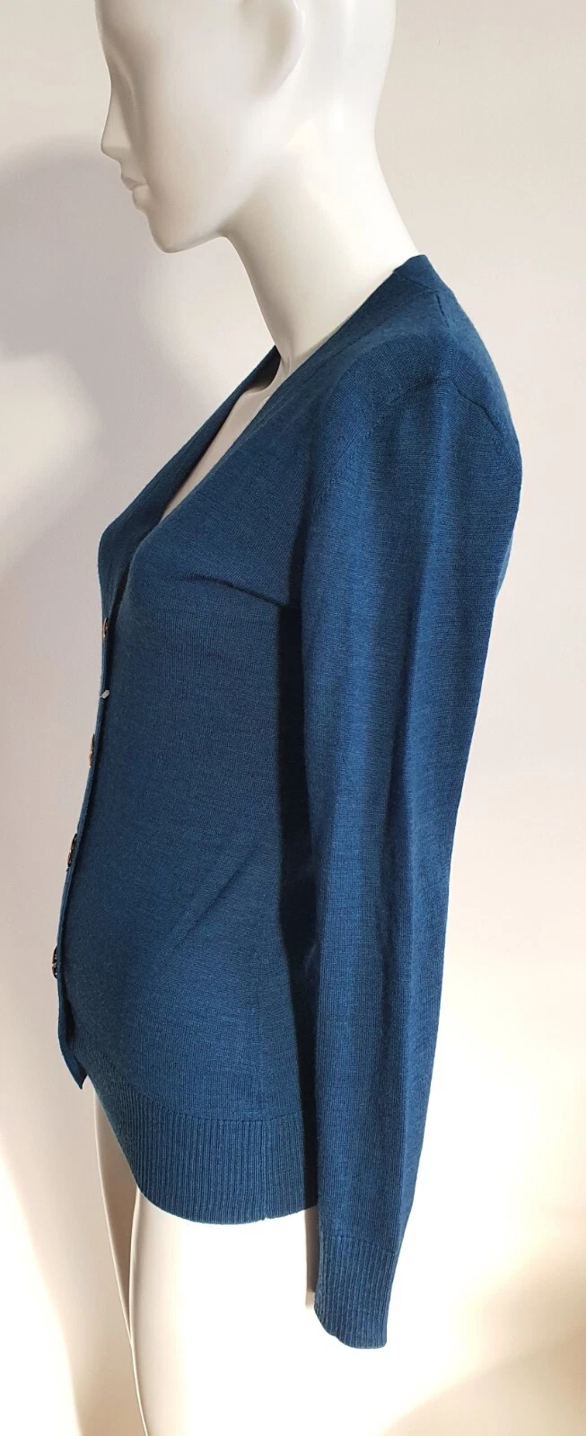 Cardigan TORY BURCH cardigan maglia fine merino lana turchese oro taglia 34 36 lo