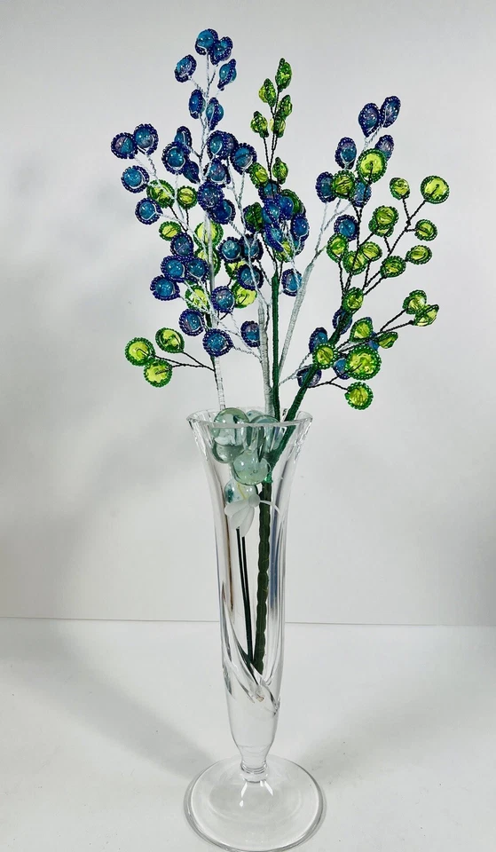 玻璃法国珠枝水晶花瓶布置手工制作  — 第 4/4 张图片