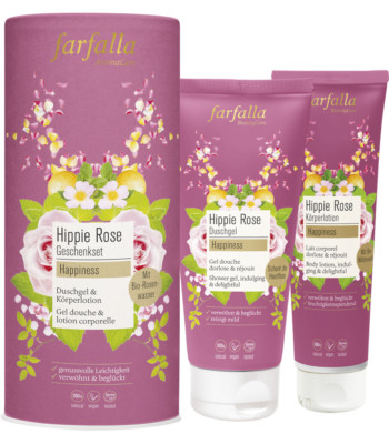 Farfalla Geschenkset Hippie Rose Duschgel 200ml Körperlotion 150ml MHD 10/25